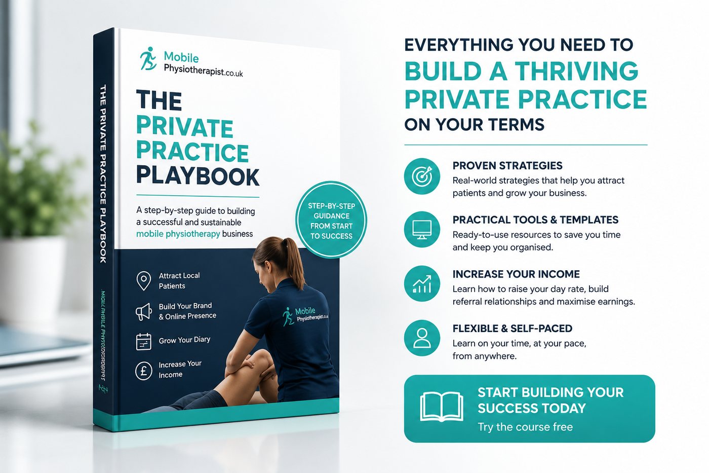 The Private Practice Playbook: everything you need to build a thriving private practice on your terms. Proven strategies, practical tools and templates, increase your income, flexible and self-paced.