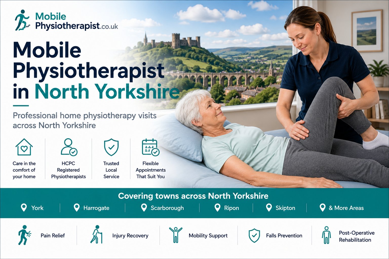 Mobile physiotherapist providing home physiotherapy visits across North Yorkshire