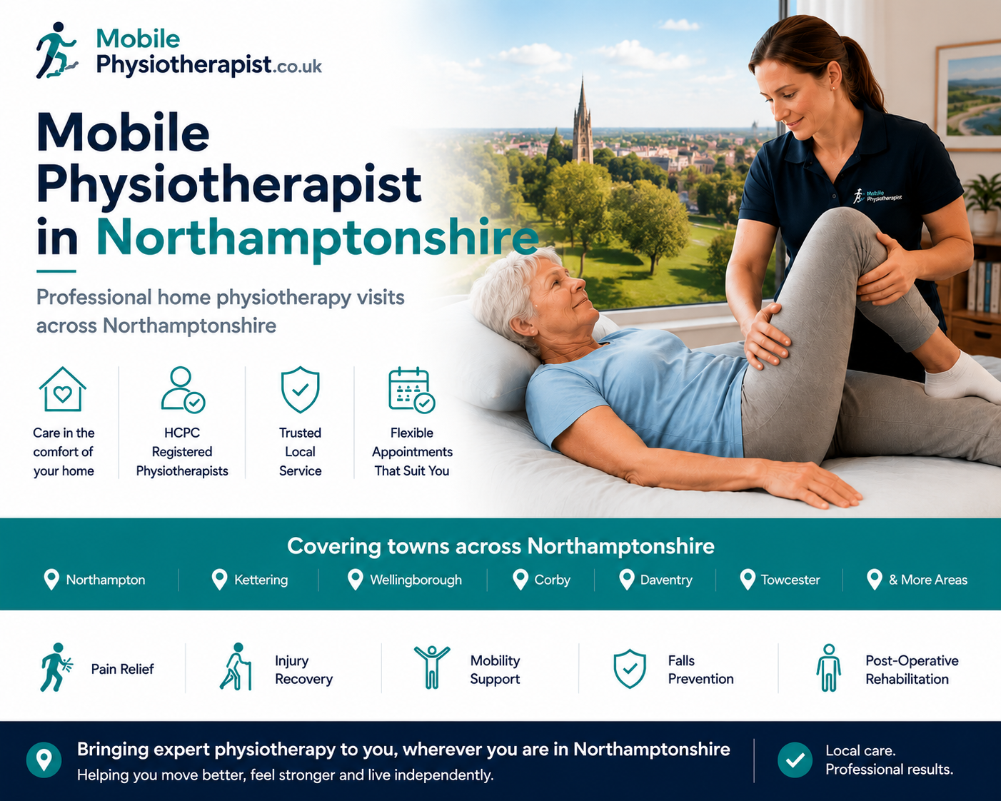 Home physiotherapy after hospital discharge in Northamptonshire