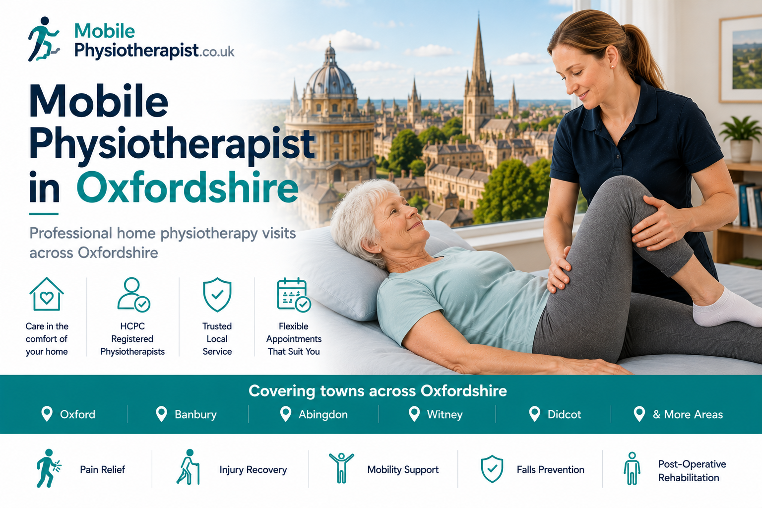 Mobile physiotherapist providing home physiotherapy visits across Oxfordshire