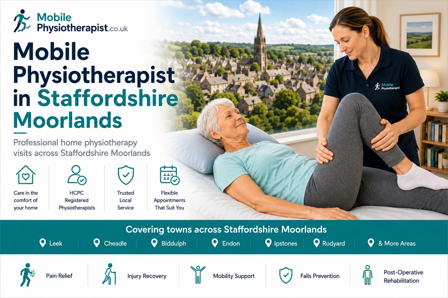 Mobile physiotherapist providing home physiotherapy visits across Staffordshire Moorlands