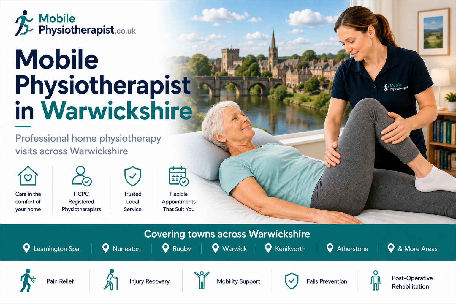 Mobile physiotherapist providing home physiotherapy visits across Warwickshire