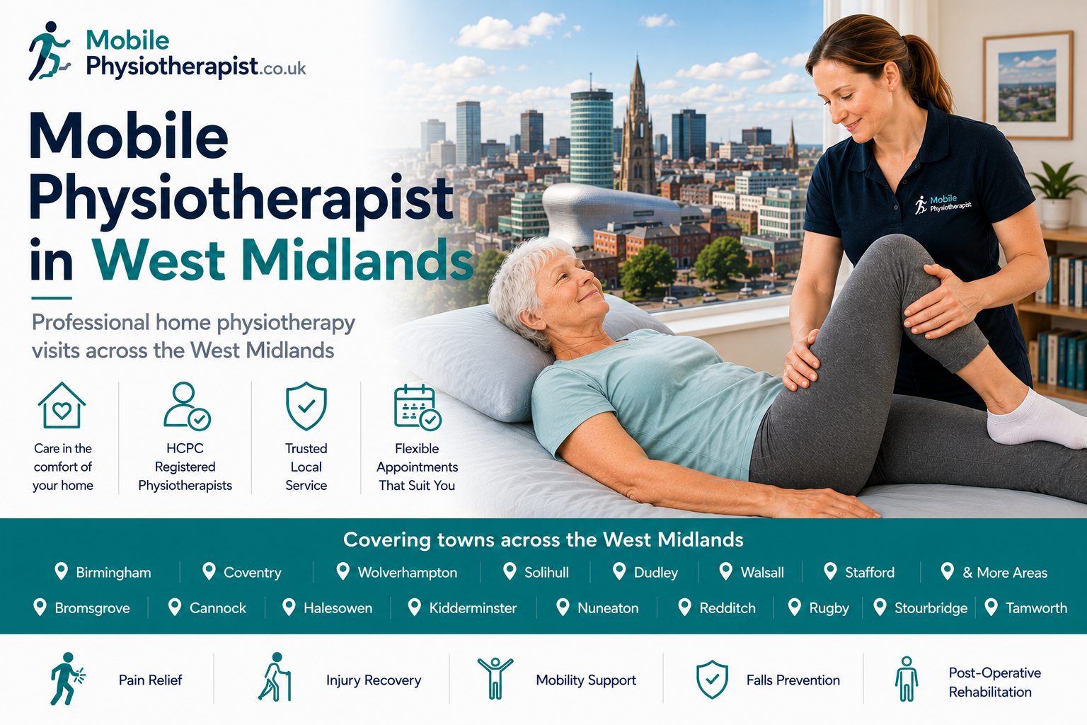 Mobile physiotherapist providing home physiotherapy visits across the West Midlands