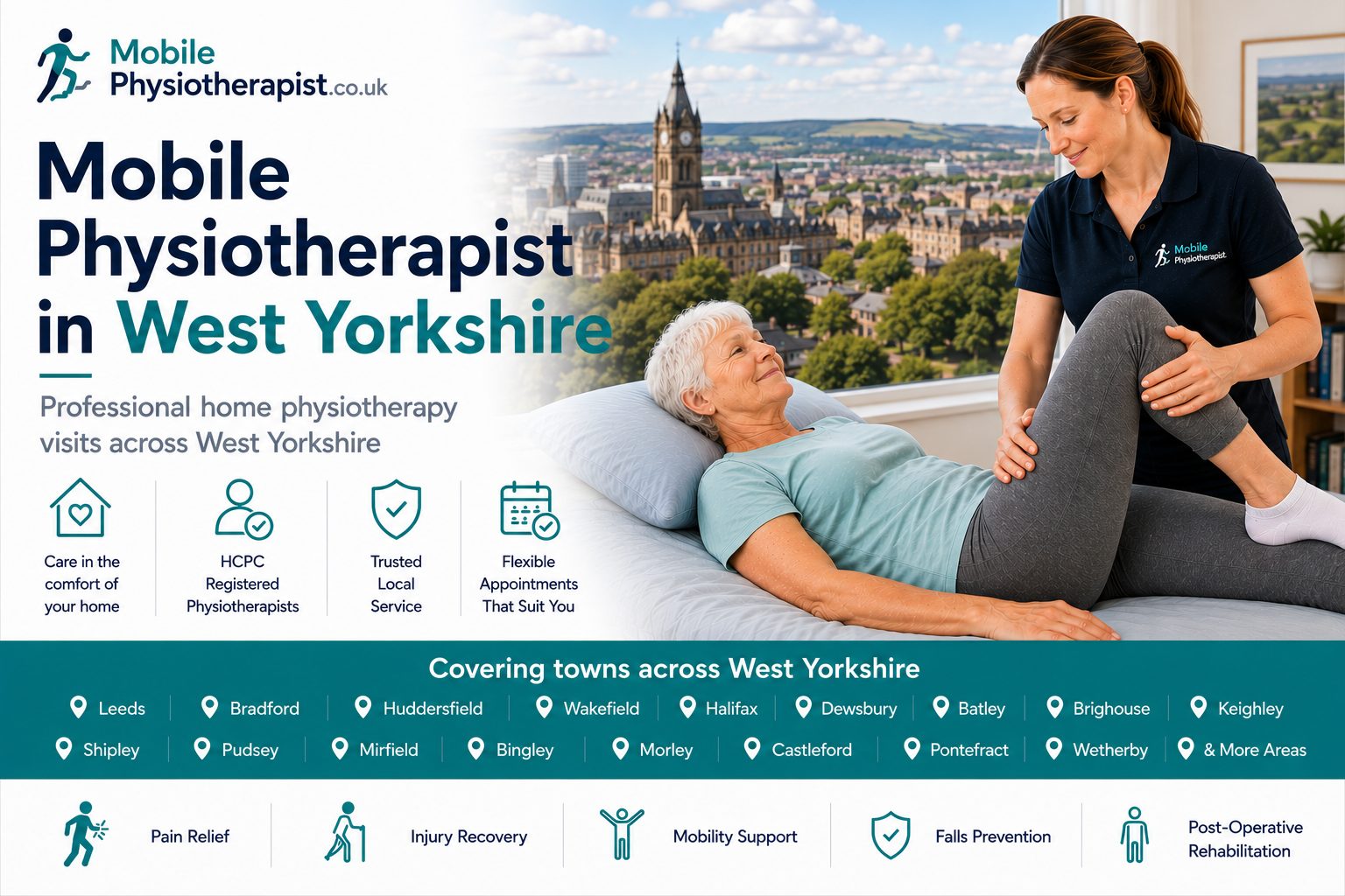 Mobile physiotherapist providing home physiotherapy visits across West Yorkshire