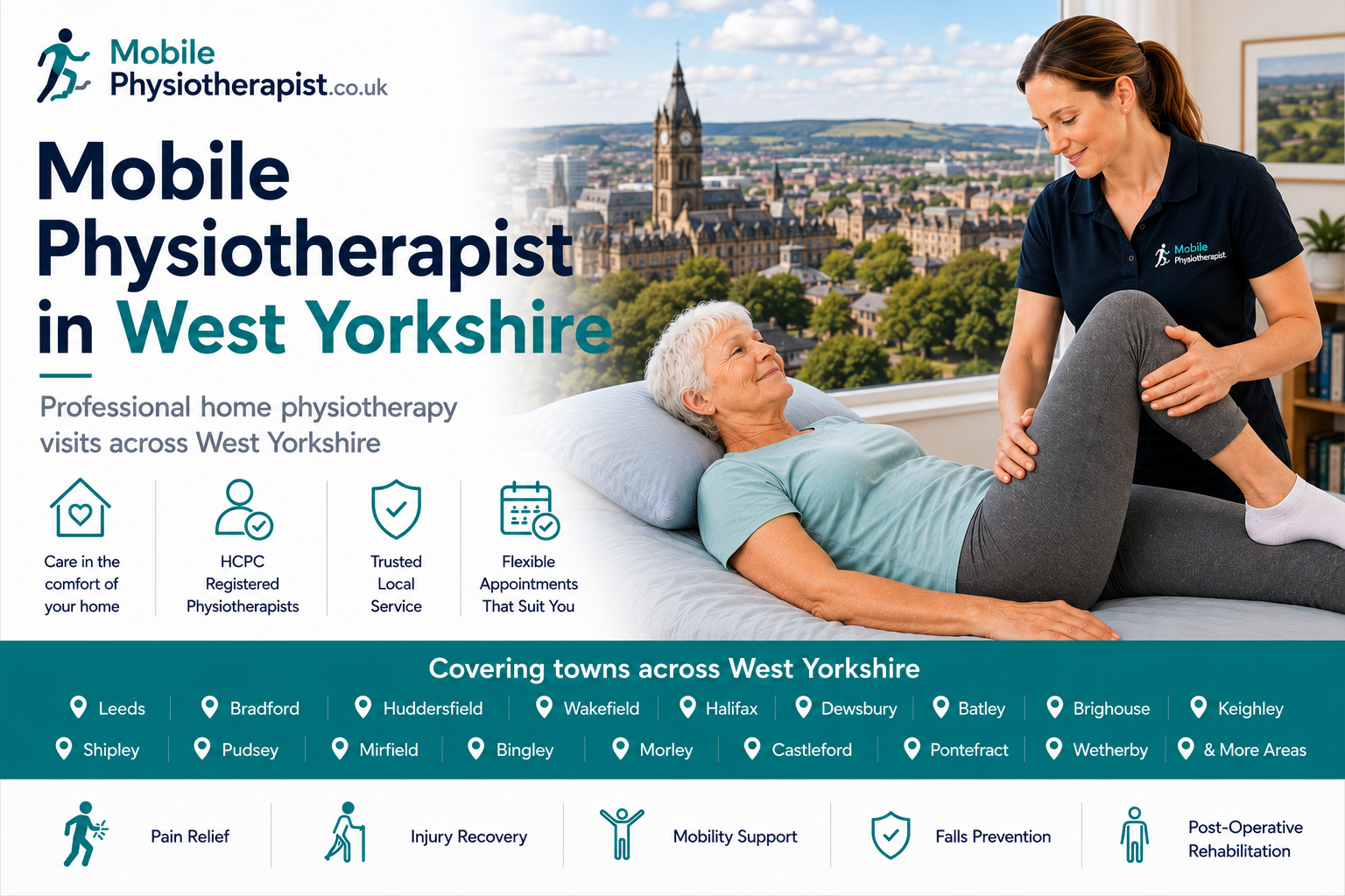 Mobile physiotherapist providing home physiotherapy visits across West Yorkshire