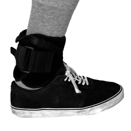 Foot flat on the floor with the OrthoPed splint fitted